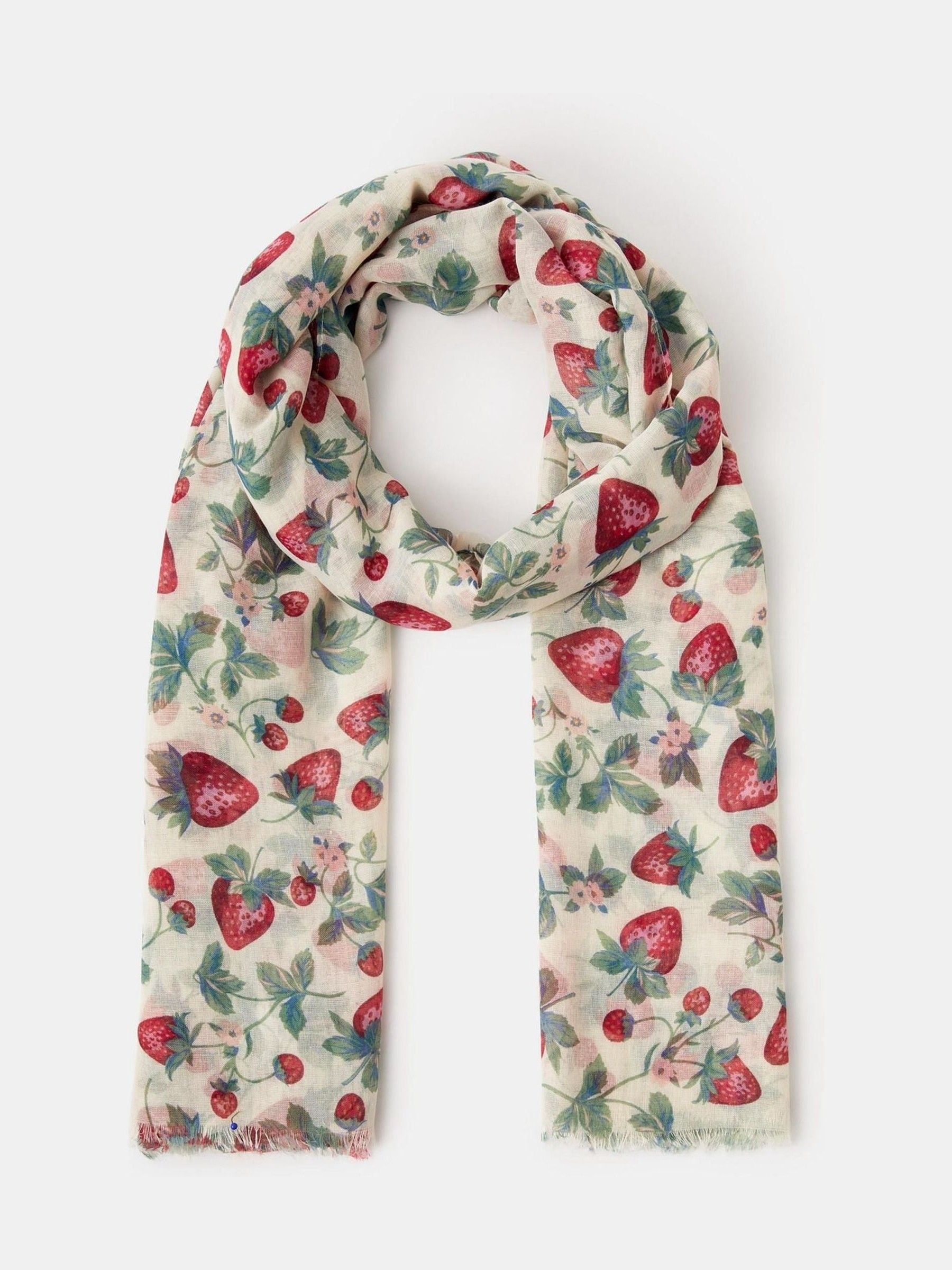 Accessorize Cream Lightweight Strawberry Print Scarf