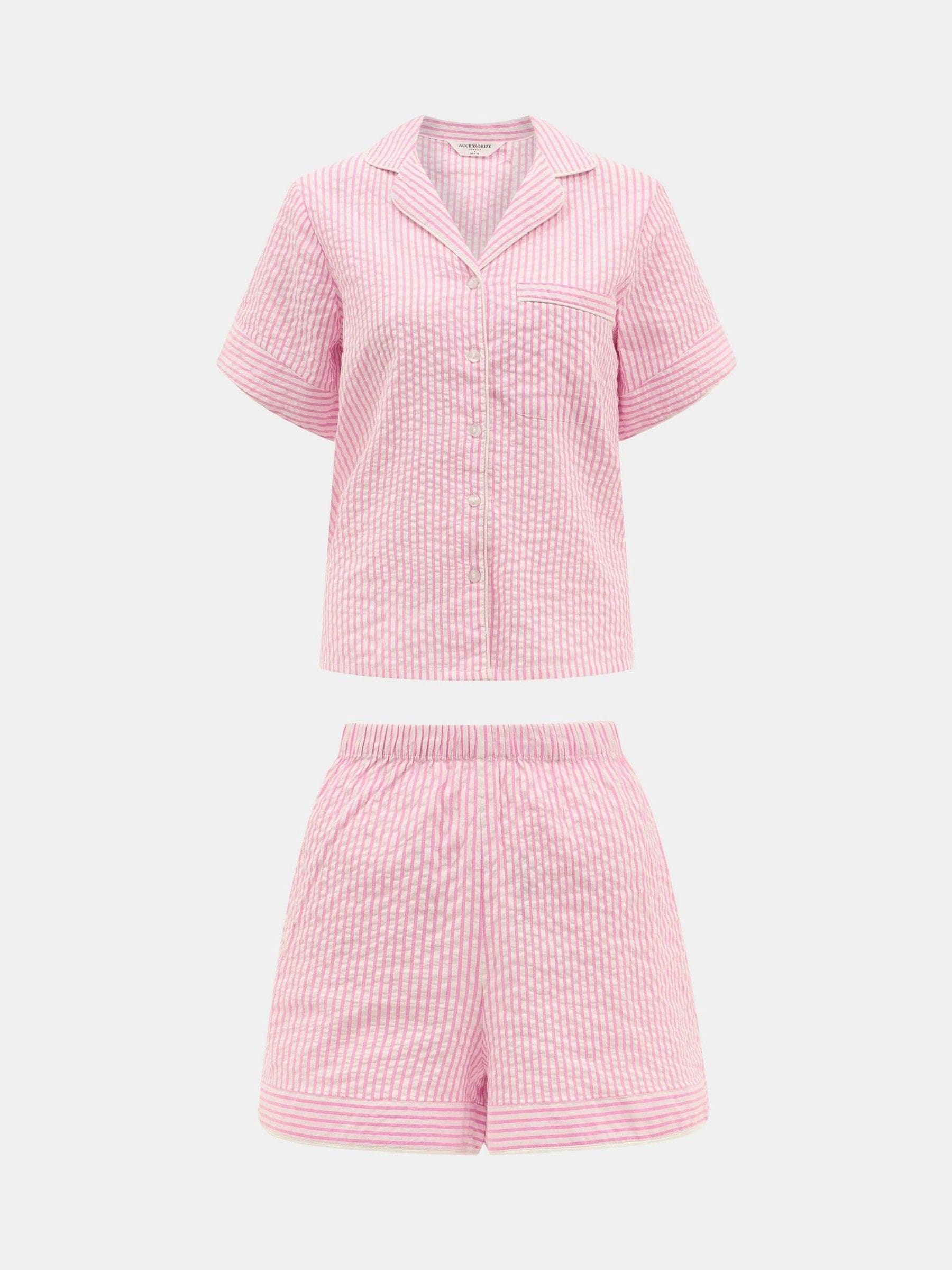 Accessorize A Righe - Pigiama Corto In Seersucker
