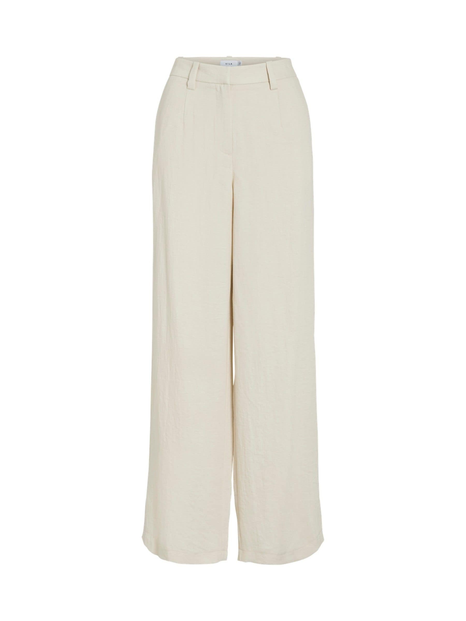 Vila Cream High Waisted Wide Leg Tailored Trousers