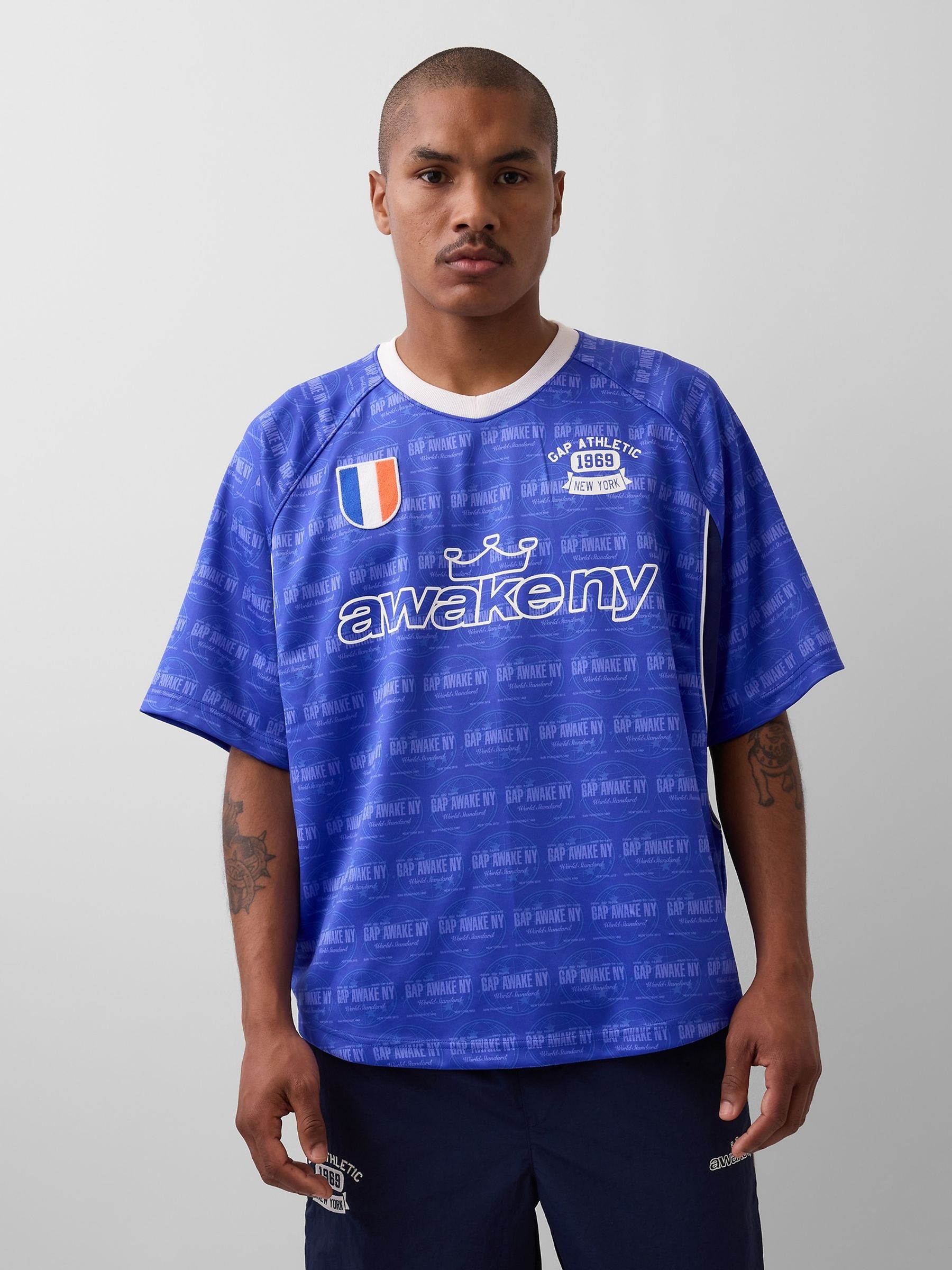 Gap x Awake NY Blue Football Jersey T-Shirt