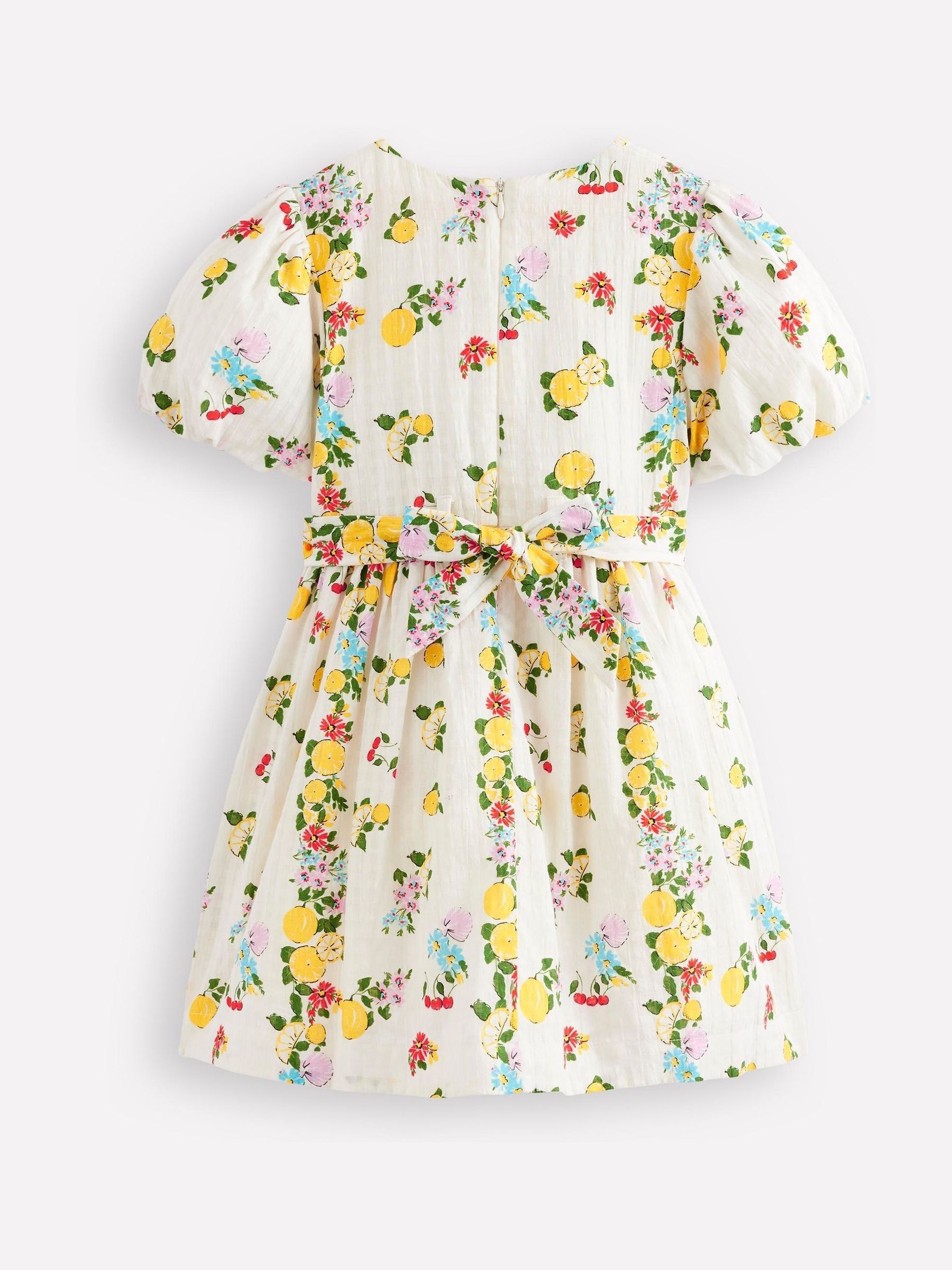 Boden Kvinno Grädde Klänning I Vintage-Stil Med Skärp