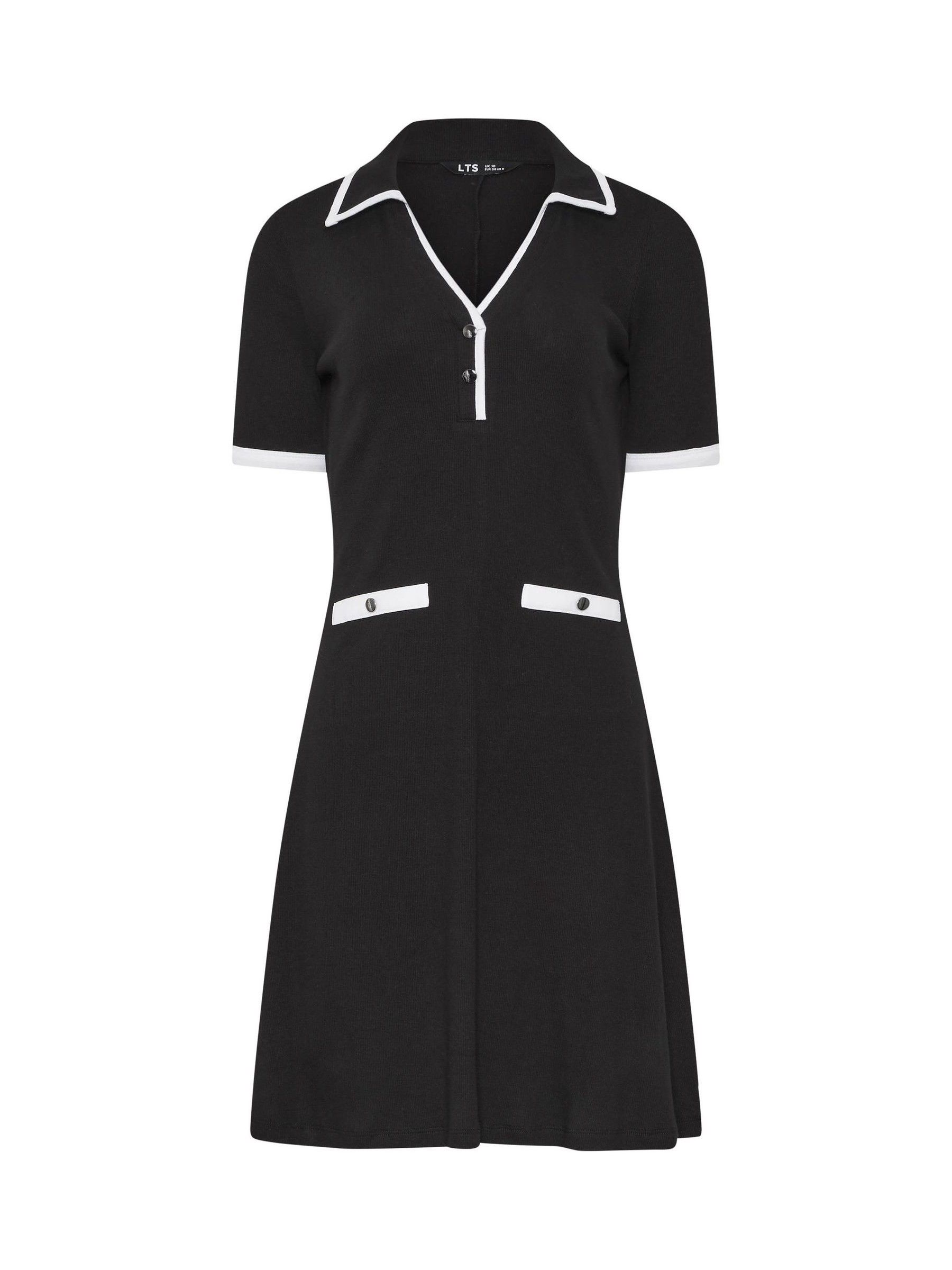 Long Tall Sally Donna Nero - Abito Corto A Coste Con Bordi A Contrasto