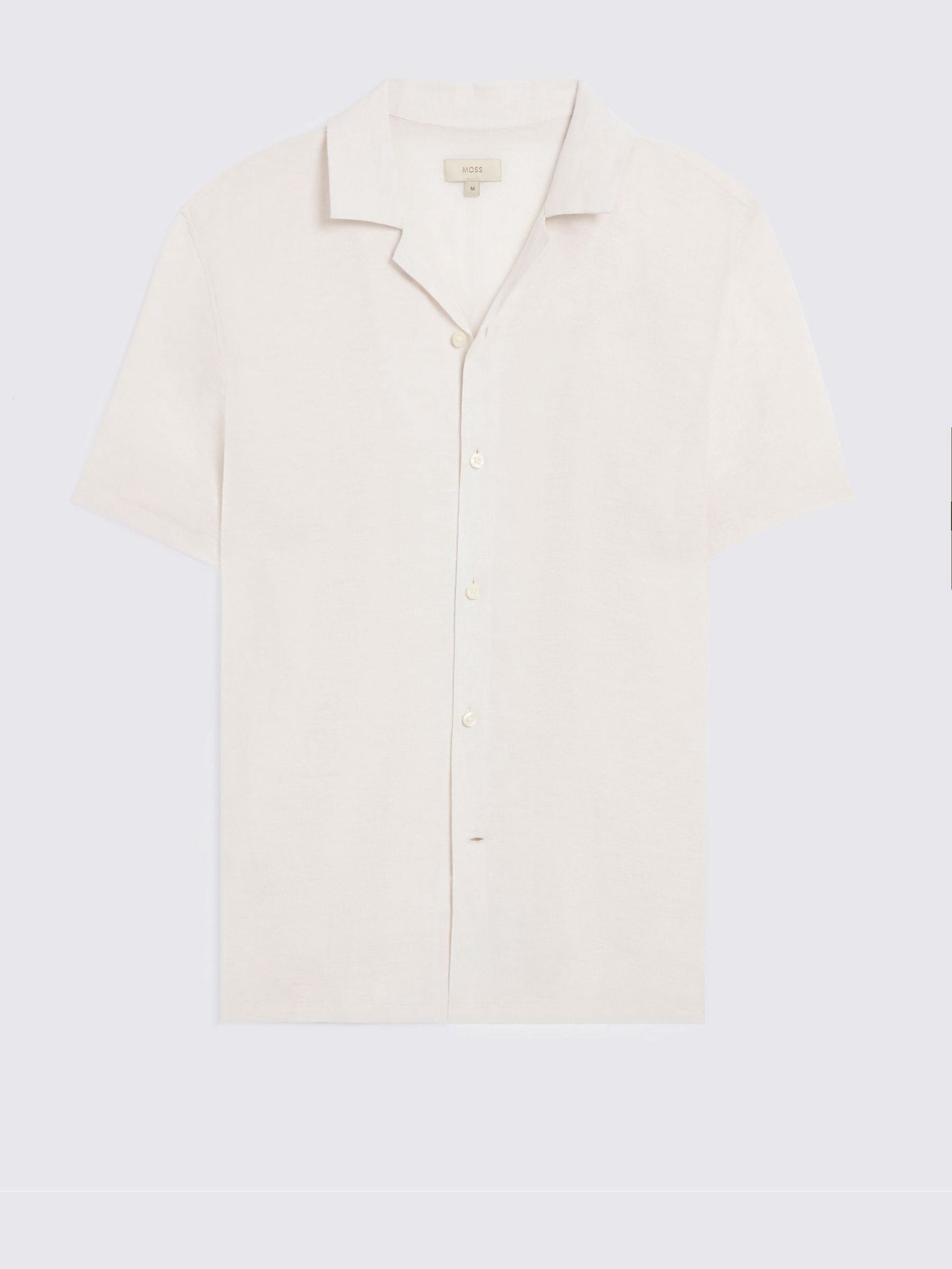 Moss Uomo Naturale Short Sleeve Cuban Linen Shirt