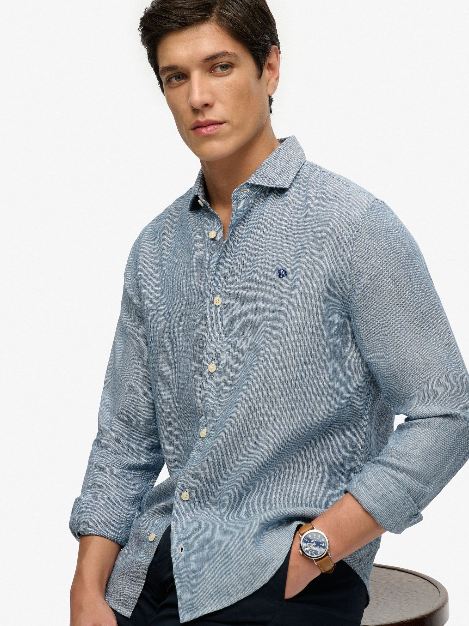 Superdry Bleu Leinenhemd Riviera - Bild 3
