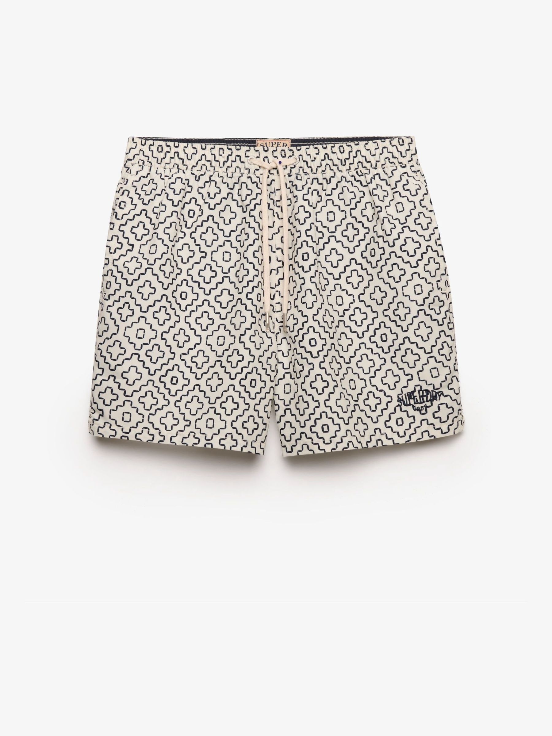 Superdry Herren Creme Premium Printed 15-Inch Swim Shorts - Bild 1
