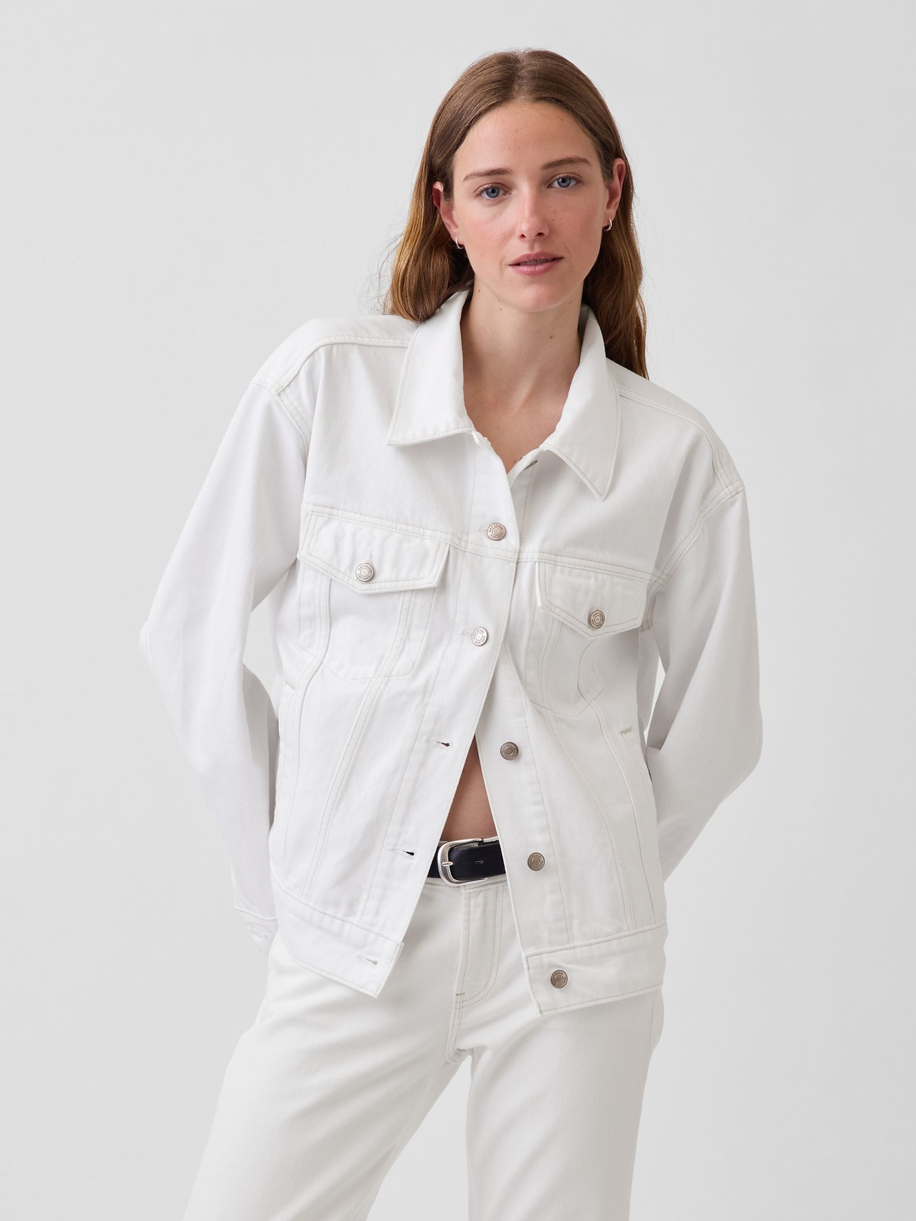 Gap White Oversized Icon Denim Jacket