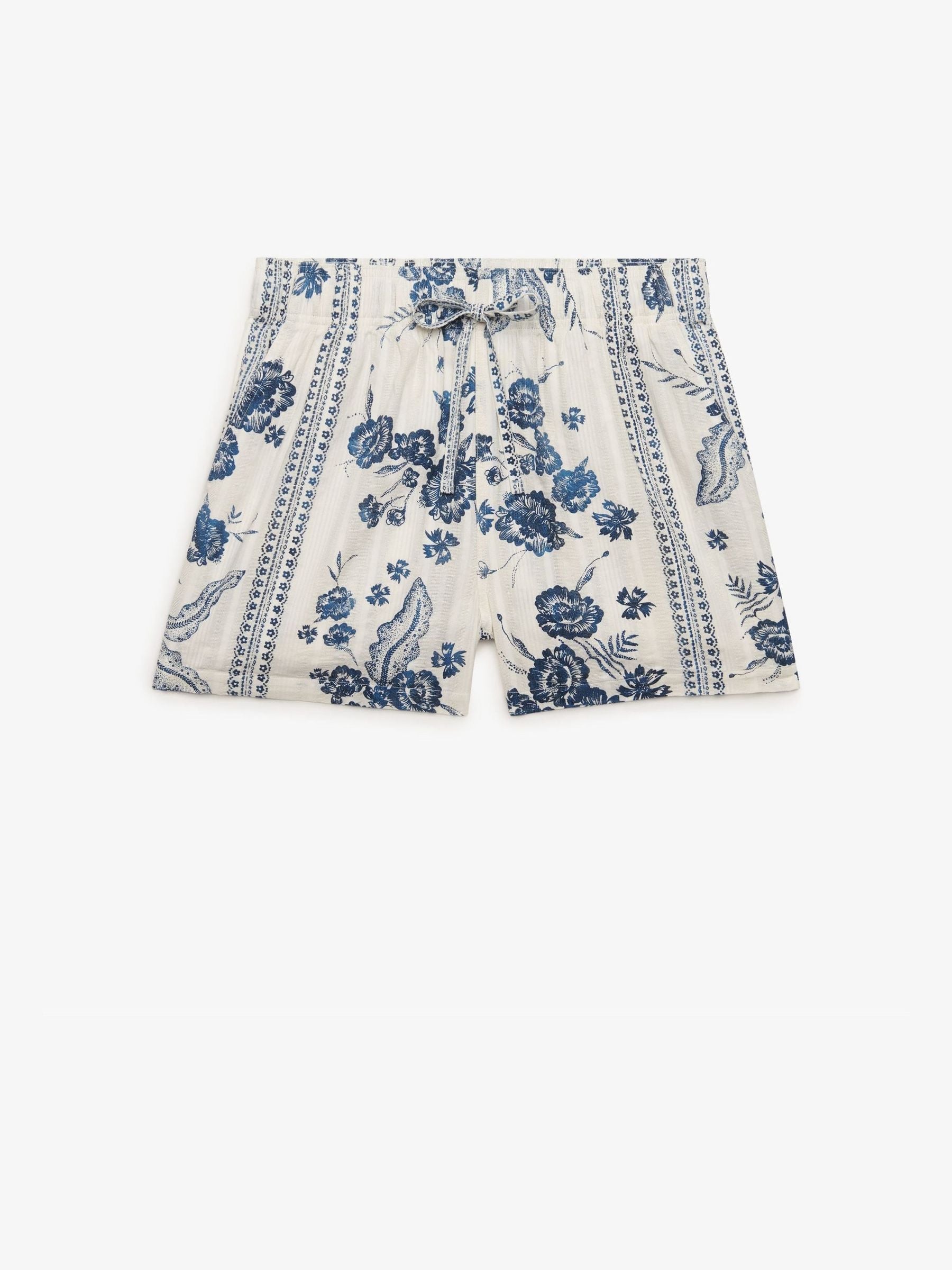 Superdry Damen Weiß – Jeane – Gemusterte Strand-Shorts Aus Baumwolle In Creme Mit Blumenmuster - Bild 4