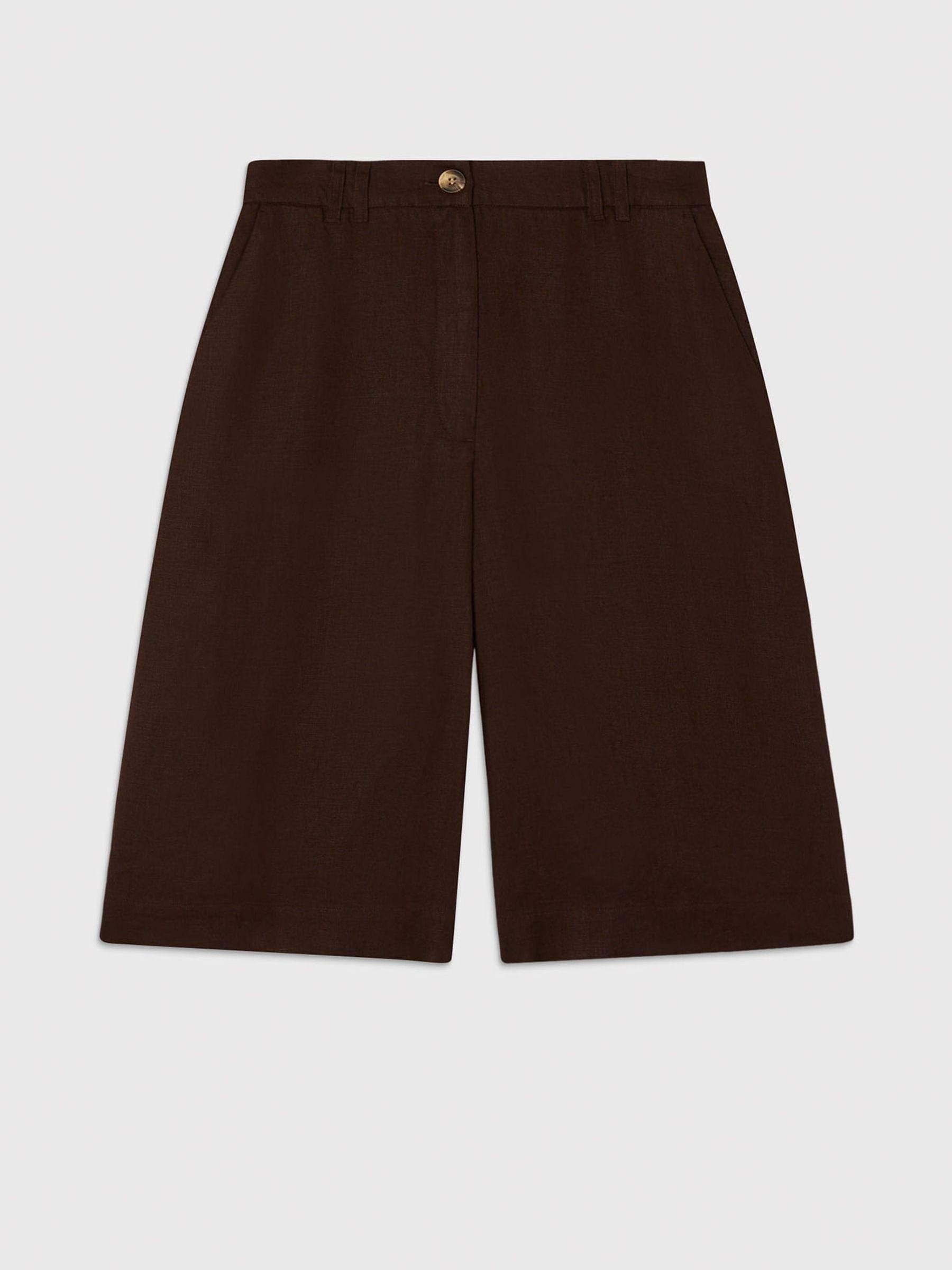 Whistles Donna Marrone Linen Bermuda Shorts