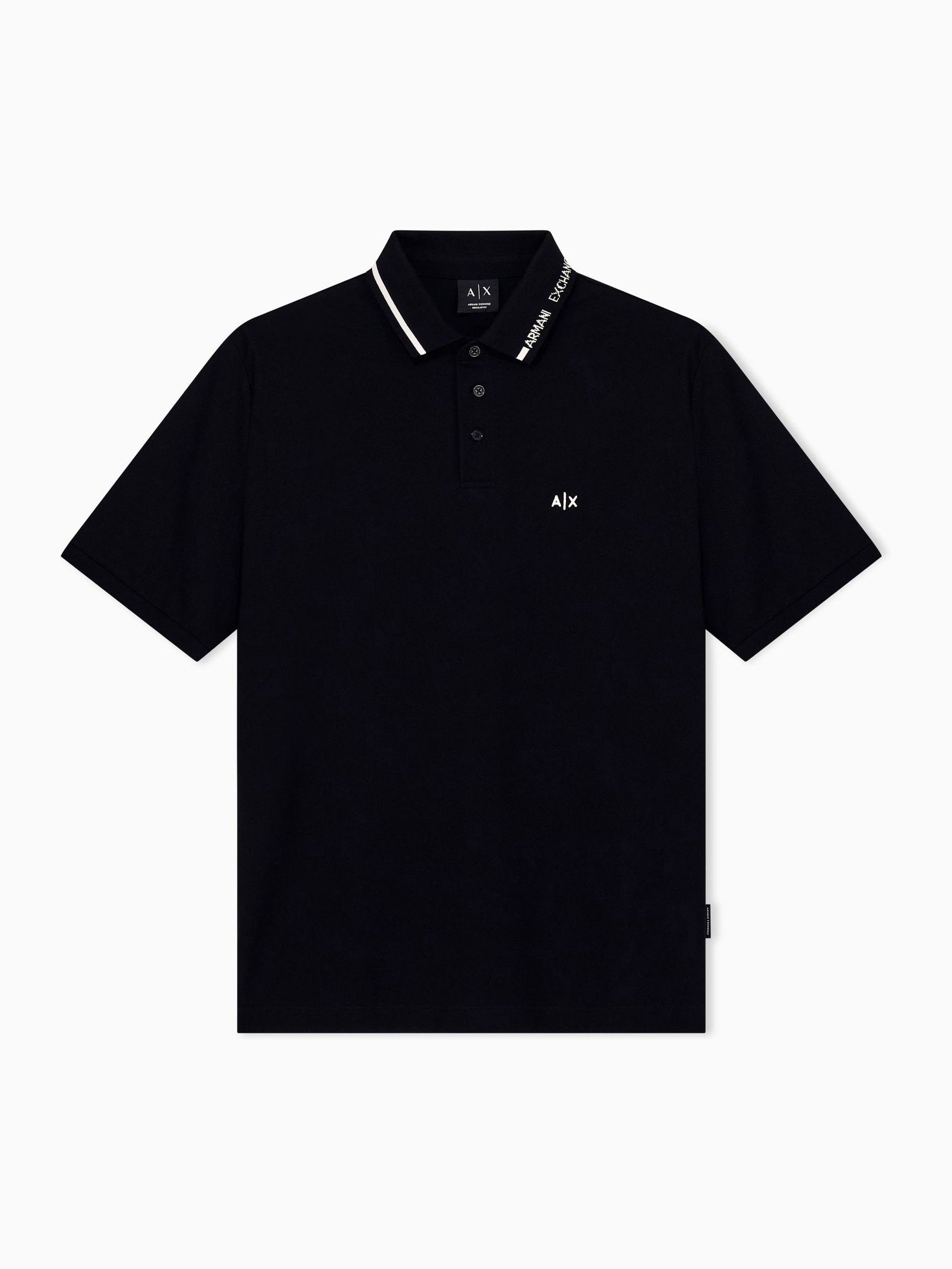 Armani Exchange Hombre Negro Regular-Fit Logo Polo Shirt