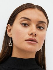 Gold Tone/Silver Tone Teardrop Shaped Pull Through Earrings Made With Recycled Zinc And Brass - Image 1 of 3