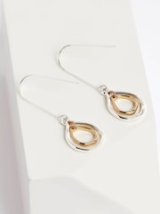Gold Tone/Silver Tone Teardrop Shaped Pull Through Earrings Made With Recycled Zinc And Brass - Image 3 of 3