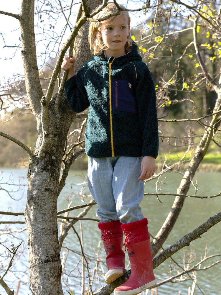 Verde - Chaqueta polar de borreguito con cremallera de Muddy Puddles - Imagen 1 de 4