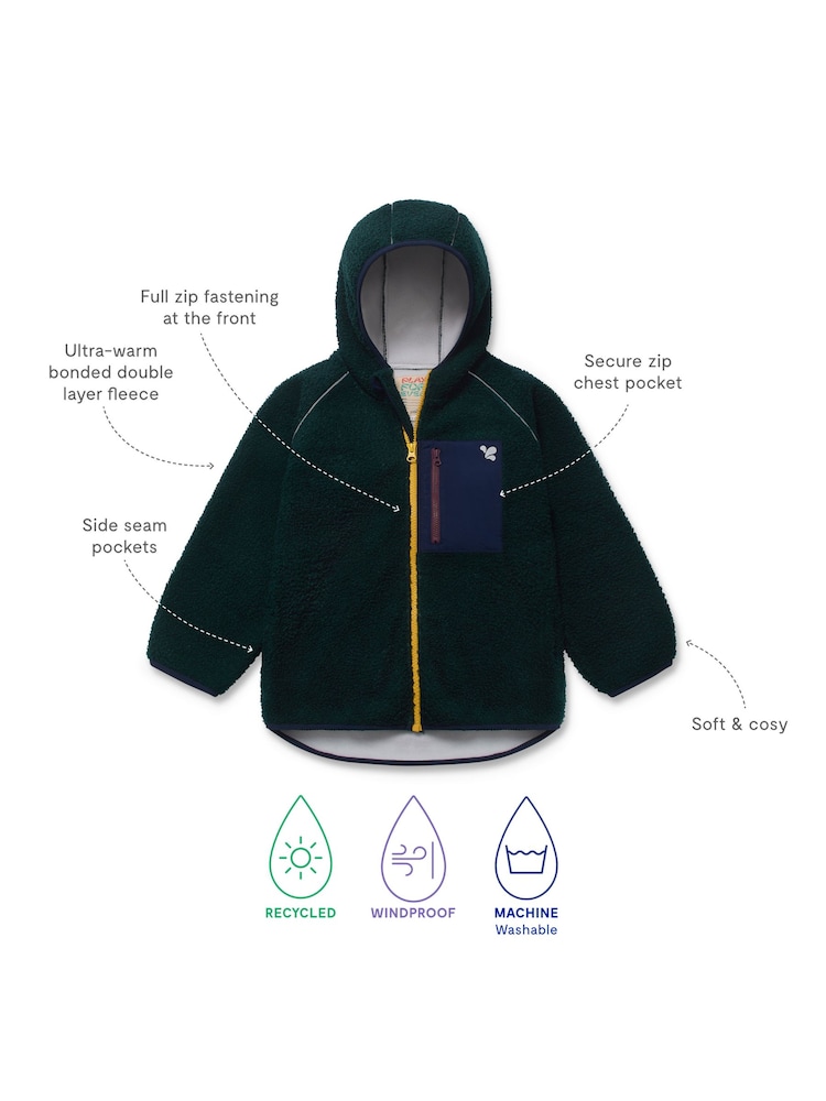 Verde - Chaqueta polar de borreguito con cremallera de Muddy Puddles - Imagen 4 de 4