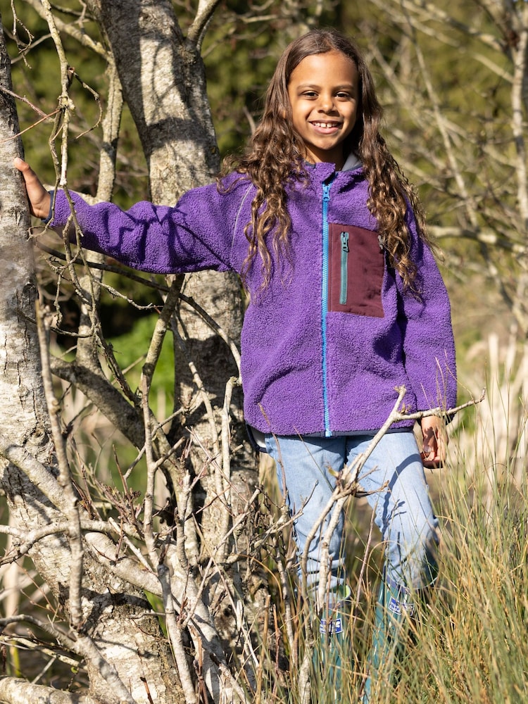Morado - Chaqueta polar de borreguito con cremallera de Muddy Puddles - Imagen 1 de 4