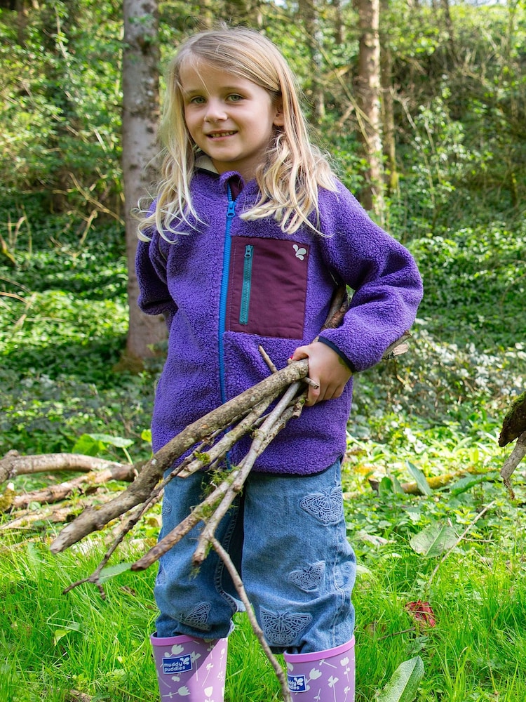 Morado - Chaqueta polar de borreguito con cremallera de Muddy Puddles - Imagen 2 de 4