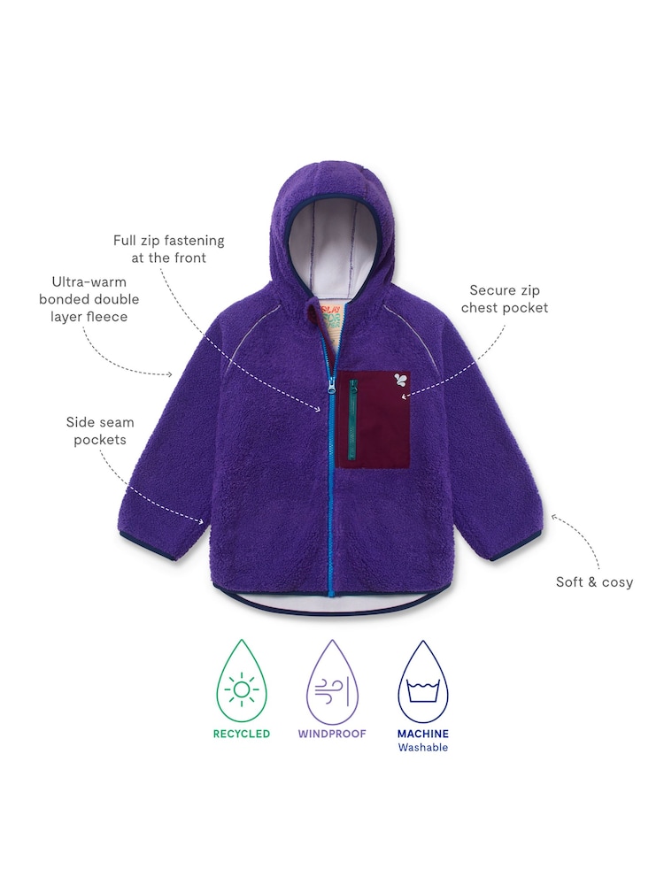 Morado - Chaqueta polar de borreguito con cremallera de Muddy Puddles - Imagen 4 de 4