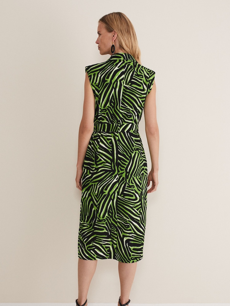 Phase Eight Green Trinny Zebra Trench Midi Dress - Image 2 of 6