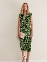 Phase Eight Green Trinny Zebra Trench Midi Dress - Image 3 of 6
