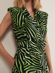 Phase Eight Green Trinny Zebra Trench Midi Dress - Image 5 of 6