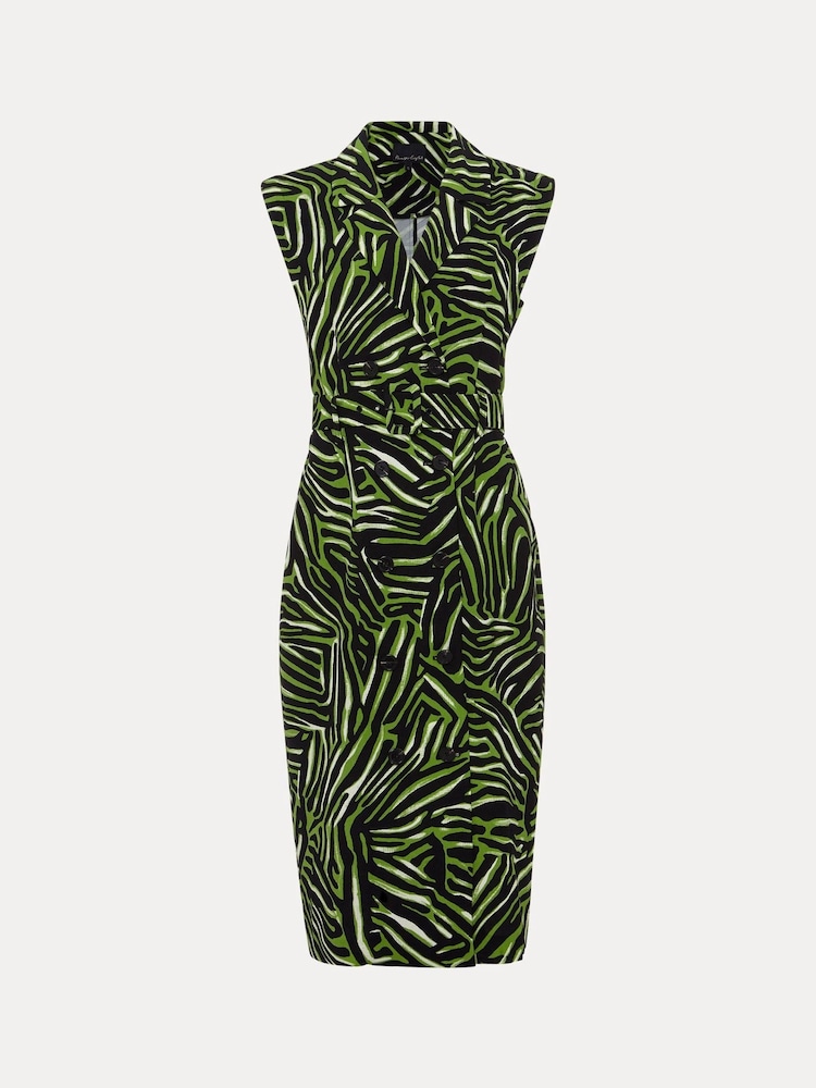 Phase Eight Green Trinny Zebra Trench Midi Dress - Image 6 of 6