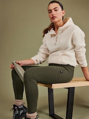 Khaki Green Fleece Lined Leggings - Image 2 of 9