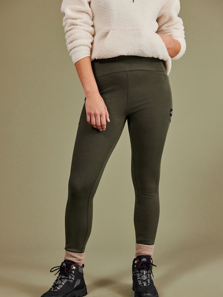 Khaki Green Fleece Lined Leggings - Image 3 of 9