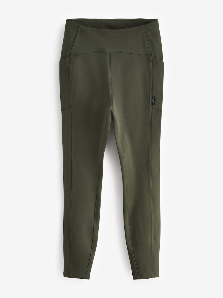 Khaki Green Fleece Lined Leggings - Image 7 of 9