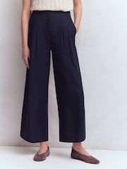 Boden Blue Pleated Linen Culottes - Image 4 of 5