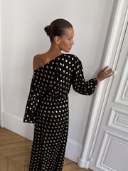 Never Fully Dressed Black Petite Olive Tilly Dress with Gold Fleck - Image 3 of 3