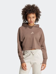 adidas Brown ALL SZN Crop 100% Cotton Hoodie - Image 1 of 7
