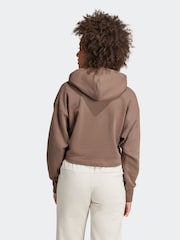 adidas Brown ALL SZN Crop 100% Cotton Hoodie - Image 2 of 7