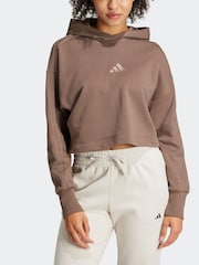 adidas Brown ALL SZN Crop 100% Cotton Hoodie - Image 4 of 7