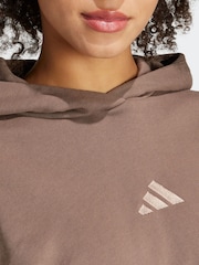 adidas Brown ALL SZN Crop 100% Cotton Hoodie - Image 5 of 7