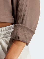 adidas Brown ALL SZN Crop 100% Cotton Hoodie - Image 6 of 7