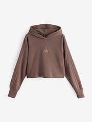 adidas Brown ALL SZN Crop 100% Cotton Hoodie - Image 7 of 7