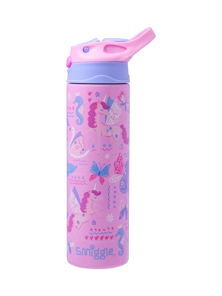 Smiggle Pink Realm Insulated Stainless Steel Flip Drink Bottle 480ML - Image 1 of 2 Smiggle Pink Realm Insulated Stainless Steel Flip Drink Bottle 480ML - Image 1 of 2