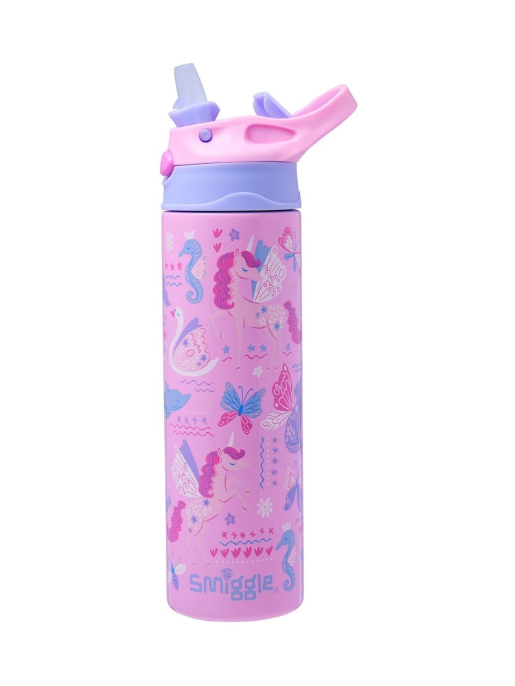 Smiggle Pink Realm Insulated Stainless Steel Flip Drink Bottle 480ML - Image 2 of 2 Smiggle Pink Realm Insulated Stainless Steel Flip Drink Bottle 480ML - Image 2 of 2