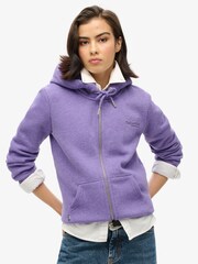 Superdry Purple Essential Logo 100% Cotton Zip Hoodie - Image 1 of 6