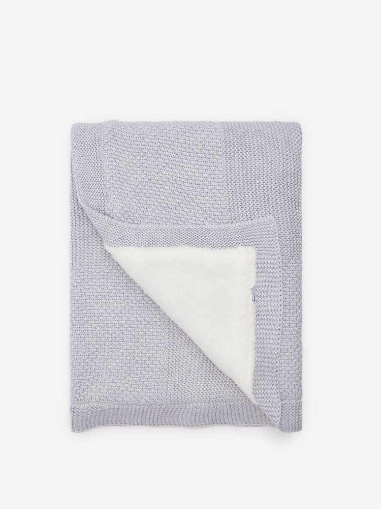 The Little Tailor Grey Baby Knitted Lined Shawl Blanket - Image 1 of 3