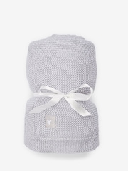 The Little Tailor Grey Baby Knitted Lined Shawl Blanket - Image 2 of 3
