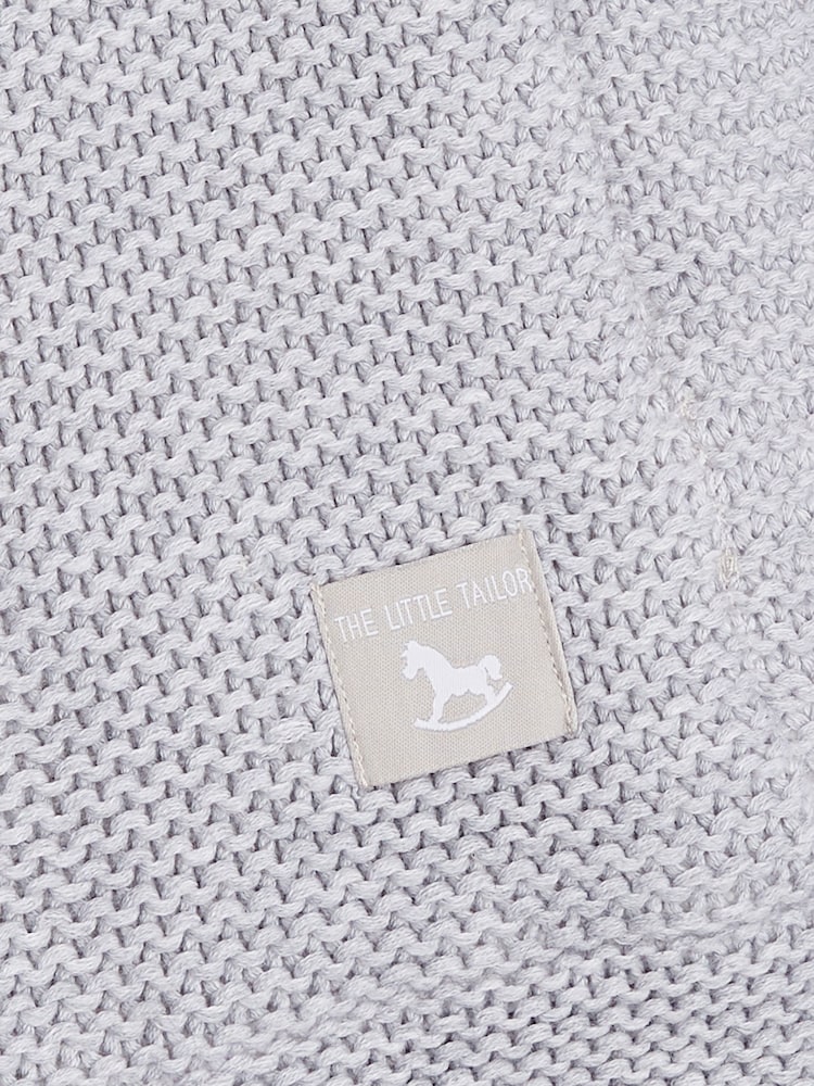 The Little Tailor Grey Baby Knitted Lined Shawl Blanket - Image 3 of 3