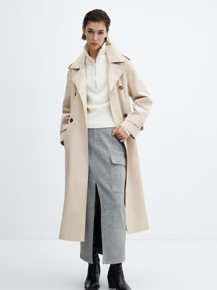 Mango Brown Double-Button Trench Coat - Image 1 of 8