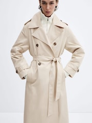 Mango Brown Double-Button Trench Coat - Image 4 of 8
