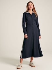 Joules Pia Navy Blue Button Down Ponte Jersey Dress - Image 1 of 5