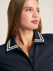 Joules Pia Navy Blue Button Down Ponte Jersey Dress - Image 3 of 5