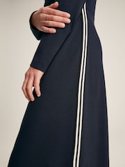 Joules Pia Navy Blue Button Down Ponte Jersey Dress - Image 4 of 5
