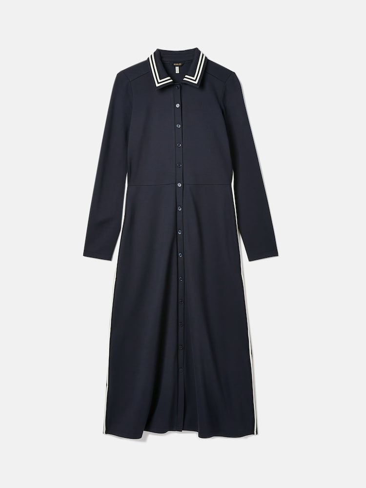 Joules Pia Navy Blue Button Down Ponte Jersey Dress - Image 5 of 5