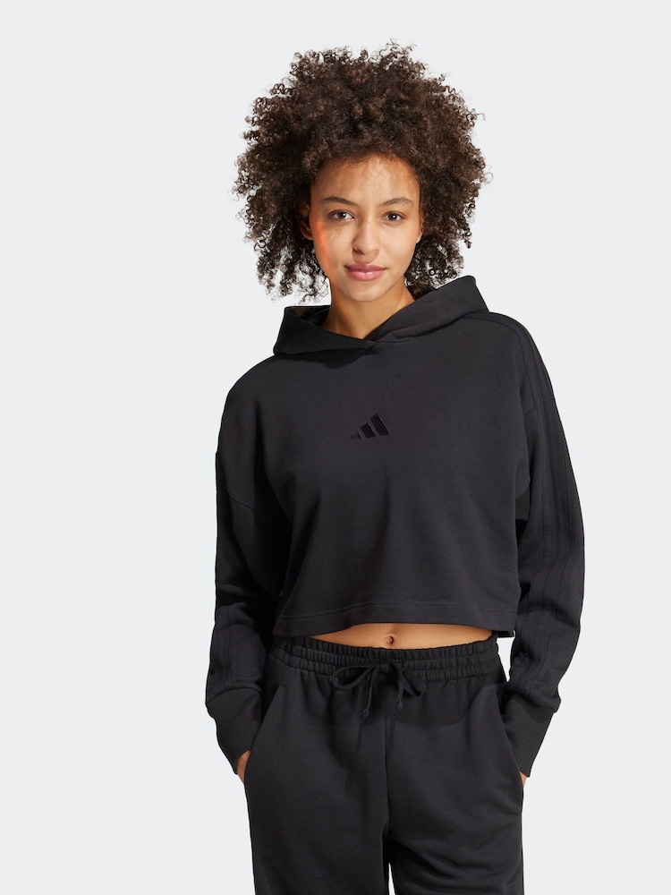 adidas Black ALL SZN Crop 100% Cotton Hoodie - Image 1 of 7