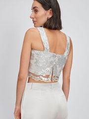Silver Lace Sequin Tie Back Co Ord Top - Image 2 of 3