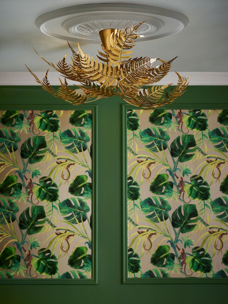 Clarke and Clarke Gold Gold Leaf Chandelier - Image 2 of 5